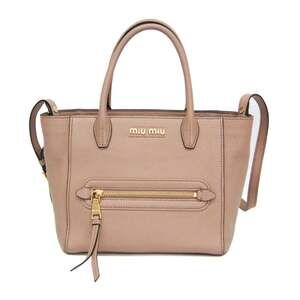 Miu Miu Madras 5BG143 Women's Leather Handbag,Shoulder Bag Pink Beige